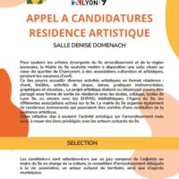 APPEL A CANDIDATURES RESIDENCE ARTISTIQUE