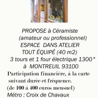 Espace à louer dans atelier de poterie