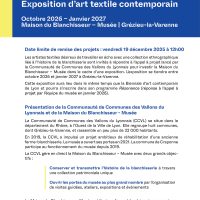 Appel à projet - Exposition d’art textile contemporain, Maison du Blanchisseur - Musée