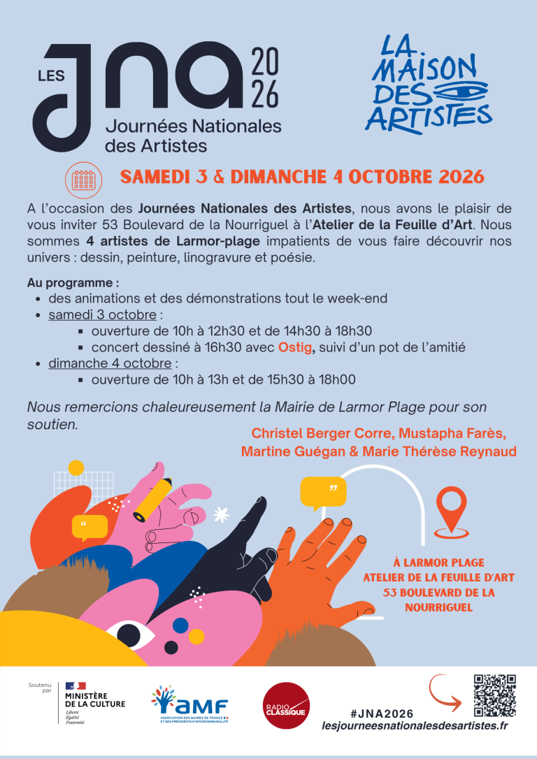 Les Journées Nationales des Artistes 2026 – 2, 3 et 4 Octobre