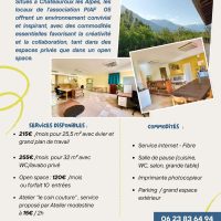 Ateliers privatifs (25 et 31m²) et Coworking au sein du Tiers-Lieu PIAF 05